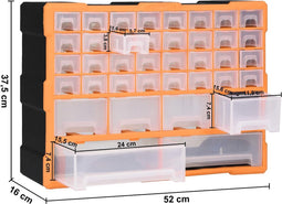 vidaXL - Organiser - met - 64 - lades - 52x16x37,5 - cm