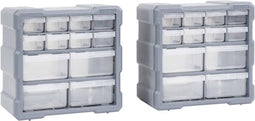 vidaXL - Organisers - met - 12 - lades - 2 - st - 26,5x16x26 - cm