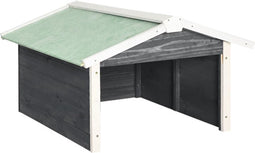 vidaXL - Overkapping - voor - grasmaaier - 72x87x50 - cm - vurenhout - grijs - en - wit