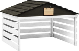 vidaXL - Overkapping - voor - grasmaaier - 78x74x54 - cm - vurenhout - zwart - en - wit