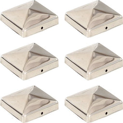 vidaXL - Paalkappen - 6 - st - piramide - 71x71 - mm - roestvrij - staal