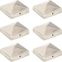vidaXL - Paalkappen - 6 - st - piramide - 81x81 - mm - roestvrij - staal