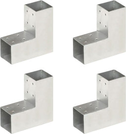 vidaXL - Paalverbindingen - 4 - st - L-vorm - 71x71 - mm - gegalvaniseerd - metaal