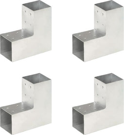 vidaXL - Paalverbindingen - 4 - st - L-vorm - 81x81 - mm - gegalvaniseerd - metaal