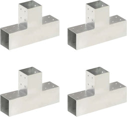 vidaXL - Paalverbindingen - 4 - st - T-vorm - 81x81 - mm - gegalvaniseerd - metaal