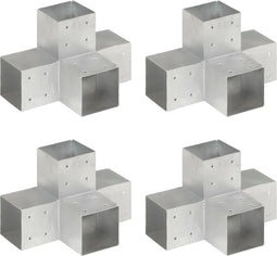 vidaXL - Paalverbindingen - 4 - st - X-vorm - 101x101 - mm - gegalvaniseerd - metaal