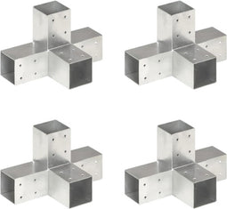 vidaXL - Paalverbindingen - 4 - st - X-vorm - 71x71 - mm - gegalvaniseerd - metaal