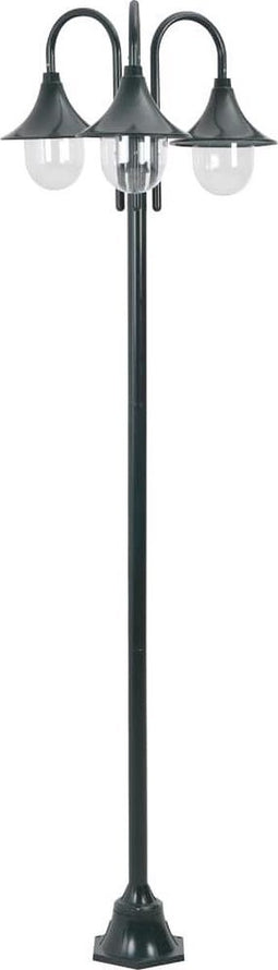 vidaXL Paalverlichting tuin E27 220 cm aluminium donkergroen 3-delig