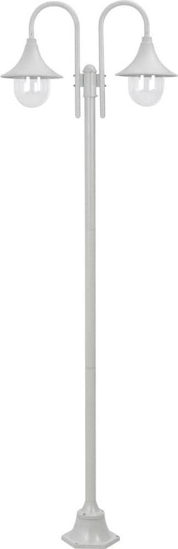 vidaXL Paalverlichting tuin E27 220 cm aluminium wit 2-delig
