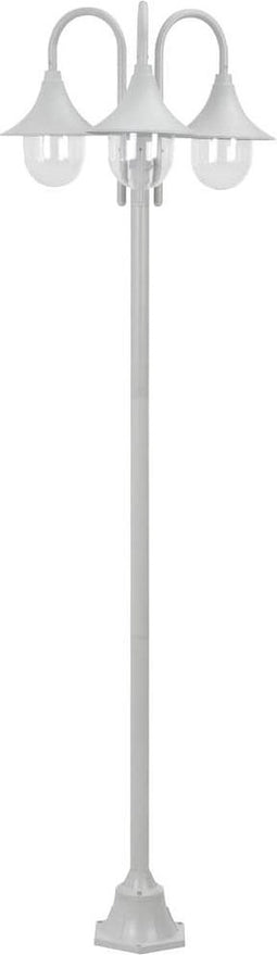 vidaXL Paalverlichting tuin E27 220 cm aluminium wit 3-delig