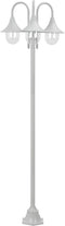 vidaXL Paalverlichting tuin E27 220 cm aluminium wit 3-delig