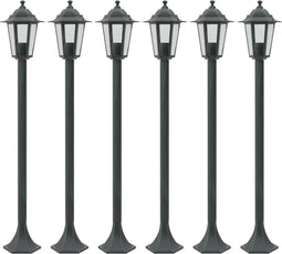 vidaXL Paalverlichting voor tuin E27 110 cm aluminium donkergroen 6 st
