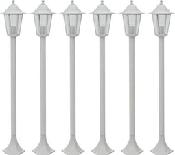 vidaXL Paalverlichting voor tuin E27 110 cm aluminium wit 6 st