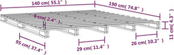 vidaXL - Palletbed - massief - grenenhout - grijs - 140x190 - cm