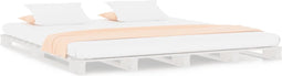 vidaXL - Palletbed - massief - grenenhout - wit - 160x200 - cm