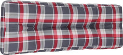 vidaXL - Palletkussen - 120x40x12 - cm - stof - ruitpatroon - rood