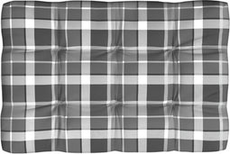 vidaXL - Palletkussen - 120x80x12 - cm - stof - ruitpatroon - grijs
