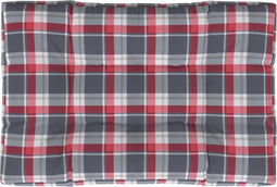 vidaXL - Palletkussen - 120x80x12 - cm - stof - ruitpatroon - rood