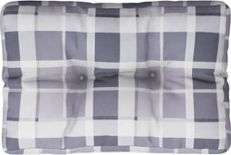 vidaXL - Palletkussen - 50x40x12 - cm - stof - ruitpatroon - grijs