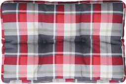 vidaXL - Palletkussen - 50x40x12 - cm - stof - ruitpatroon - rood