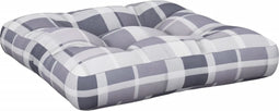 vidaXL - Palletkussen - 58x58x10 - cm - ruitpatroon - stof - grijs