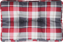 vidaXL - Palletkussen - 60x40x12 - cm - stof - ruitpatroon - rood