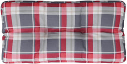 vidaXL - Palletkussen - 70x40x12 - cm - stof - ruitpatroon - rood
