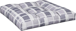 vidaXL - Palletkussen - 70x70x12 - cm - stof - ruitpatroon - grijs