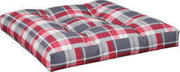 vidaXL - Palletkussen - 70x70x12 - cm - stof - ruitpatroon - rood