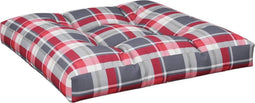 vidaXL - Palletkussen - 80x80x12 - cm - stof - ruitpatroon - rood