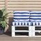 vidaXL - Palletkussens - 2 - st - gestreept - oxford - stof - wit - en - blauw
