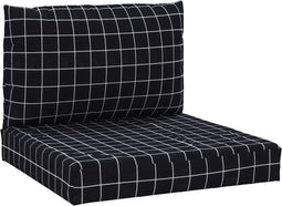 vidaXL - Palletkussens - 2 - st - ruitpatroon - oxford - stof - zwart