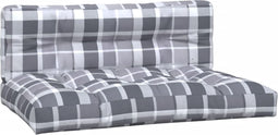 vidaXL - Palletkussens - 2 - st - ruitpatroon - stof - grijs