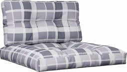 vidaXL - Palletkussens - 2 - st - ruitpatroon - stof - grijs
