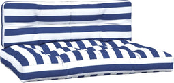 vidaXL - Palletkussens - 2 - st - stof - gestreept - wit - en - blauw