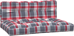 vidaXL - Palletkussens - 2 - st - stof - ruitpatroon - rood