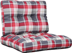 vidaXL - Palletkussens - 2 - st - stof - ruitpatroon - rood