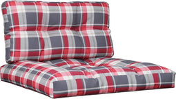 vidaXL - Palletkussens - 2 - st - stof - ruitpatroon - rood