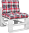 vidaXL - Palletkussens - 2 - st - stof - ruitpatroon - rood