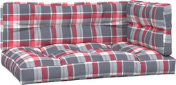vidaXL - Palletkussens - 3 - st - ruitpatroon - stof - rood