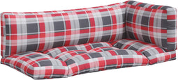 vidaXL - Palletkussens - 3 - st - ruitpatroon - stof - rood