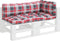 vidaXL - Palletkussens - 3 - st - ruitpatroon - stof - rood