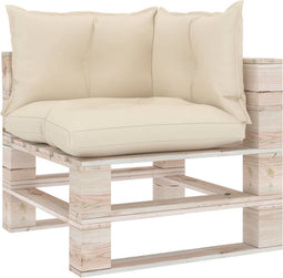 vidaXL - Palletkussens - 3 - st - stof - crèmekleurig