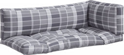 vidaXL - Palletkussens - 3 - st - stof - ruitpatroon - grijs