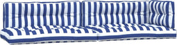 vidaXL - Palletkussens - 5 - st - gestreept - stof - wit - en - blauw