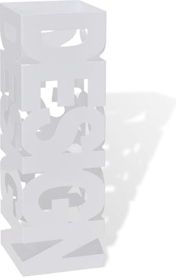 vidaXL - Paraplu- - en - wandelstokhouder - wit - vierkant - staal - 48,5 - cm