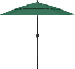 vidaXL - Parasol - 3-laags - met - aluminium - paal - 2,5 - m - groen