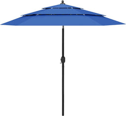 vidaXL - Parasol - 3-laags - met - aluminium - paal - 2,5 - m - azuurblauw