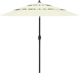 vidaXL - Parasol - 3-laags - met - aluminium - paal - 2,5 - m - zandkleurig
