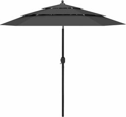 vidaXL - Parasol - 3-laags - met - aluminium - paal - 2,5 - m - antracietkleurig
